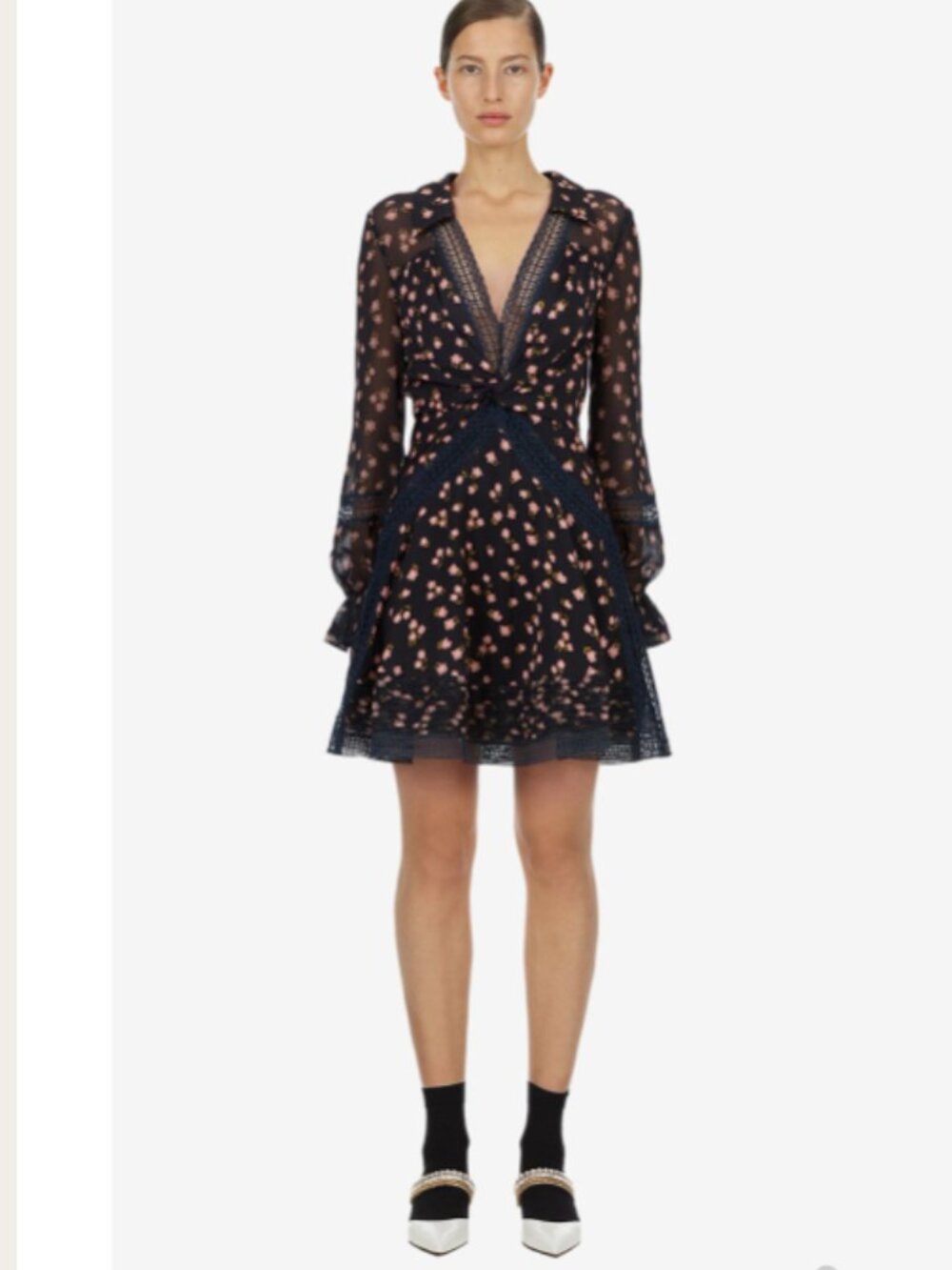 Self-Portrait Twist Front Ditsy Floral Mini Dress – Size 8
